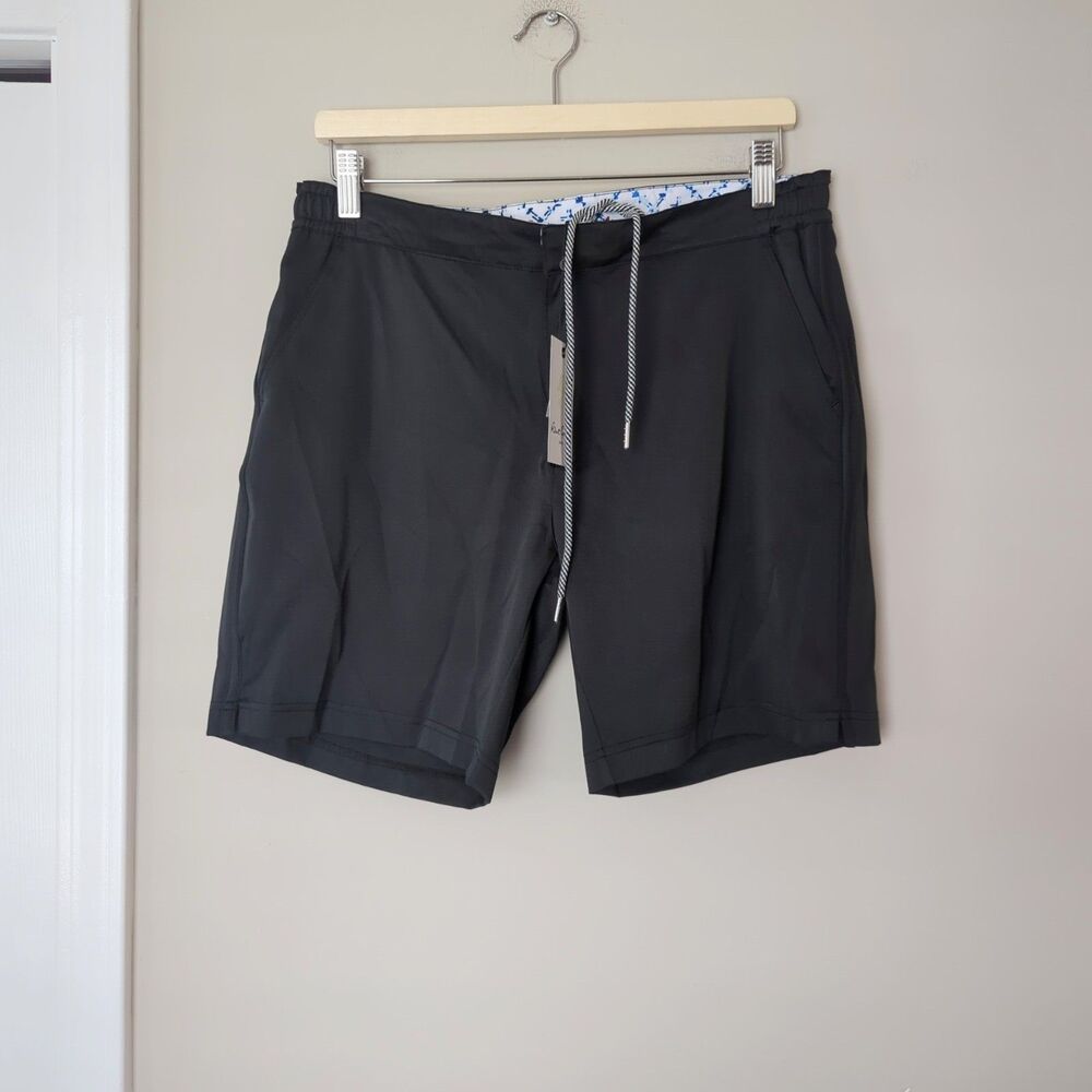 Robert Graham Men's NWT Black Performance Mesh Lined Drawstring Shorts Small